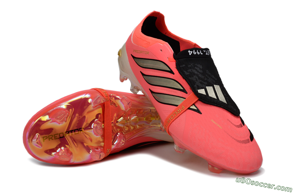 Adidas Predator 26 Elite Fold-Over Tongue FG Firm Ground Soccer Cleats - Pink/Neon Pink/Gold 3