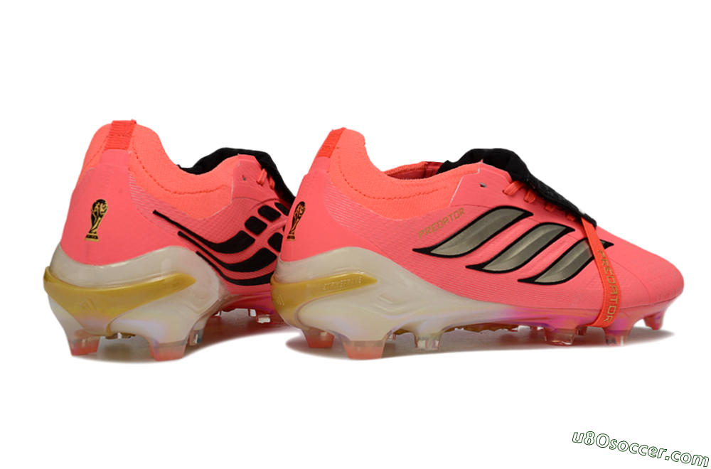 Adidas Predator 26 Elite Fold-Over Tongue FG Firm Ground Soccer Cleats - Pink/Neon Pink/Gold 6