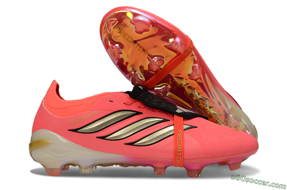 Adidas Predator 26 Elite Fold-Over Tongue FG Firm Ground Soccer Cleats - Pink/Neon Pink/Gold 1