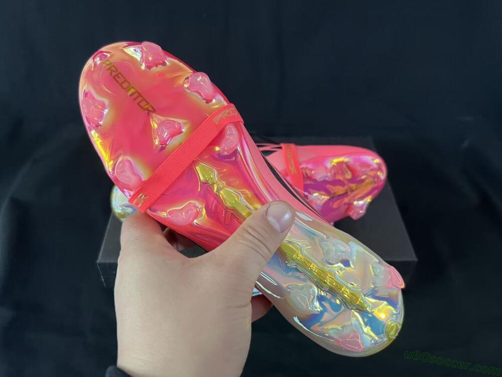 Adidas Predator 26 Elite Fold-Over Tongue FG Firm Ground Soccer Cleats - Pink/Neon Pink/Gold