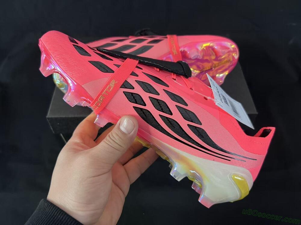 Adidas Predator 26 Elite Fold-Over Tongue FG Firm Ground Soccer Cleats - Pink/Neon Pink/Gold