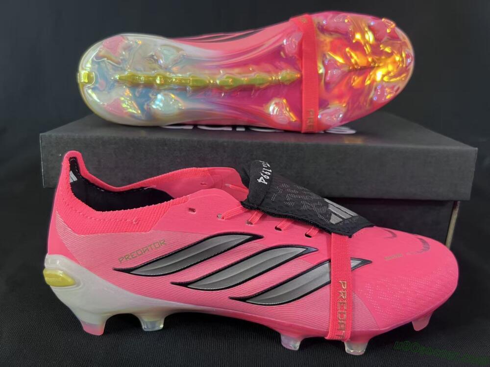 Adidas Predator 26 Elite Fold-Over Tongue FG Firm Ground Soccer Cleats - Pink/Neon Pink/Gold