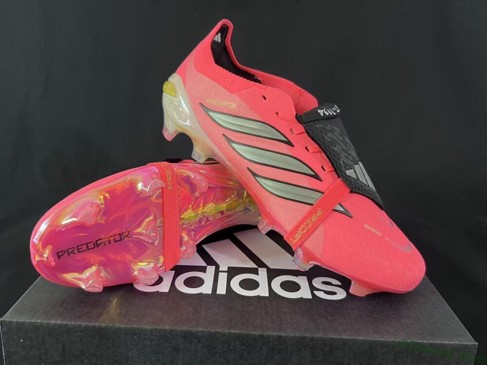 Adidas Predator 26 Elite Fold-Over Tongue FG Firm Ground Soccer Cleats - Pink/Neon Pink/Gold