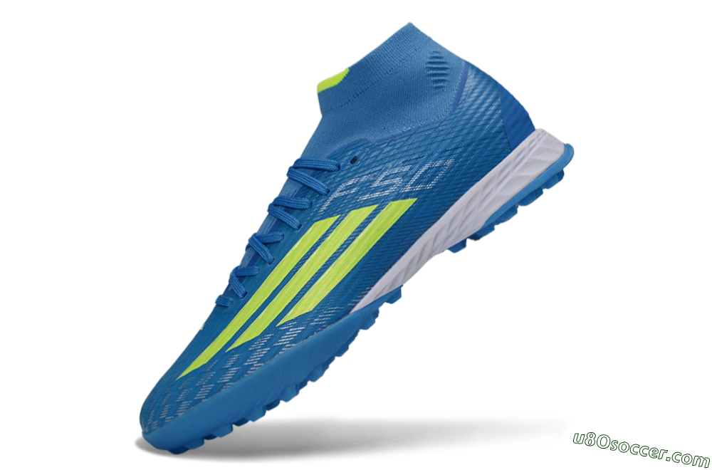 Adidas F50 Elite Mid TF Artificial Turf Soccer Shoes - Blue/Vibrant Blue/Neon Green 5