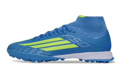 Adidas F50 Elite Mid TF Artificial Turf Soccer Shoes - Blue/Vibrant Blue/Neon Green