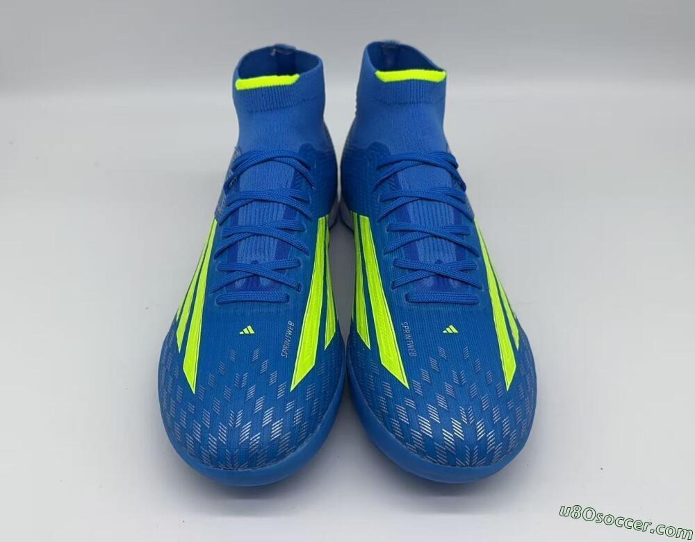 Adidas F50 Elite Mid TF Artificial Turf Soccer Shoes - Blue/Vibrant Blue/Neon Green