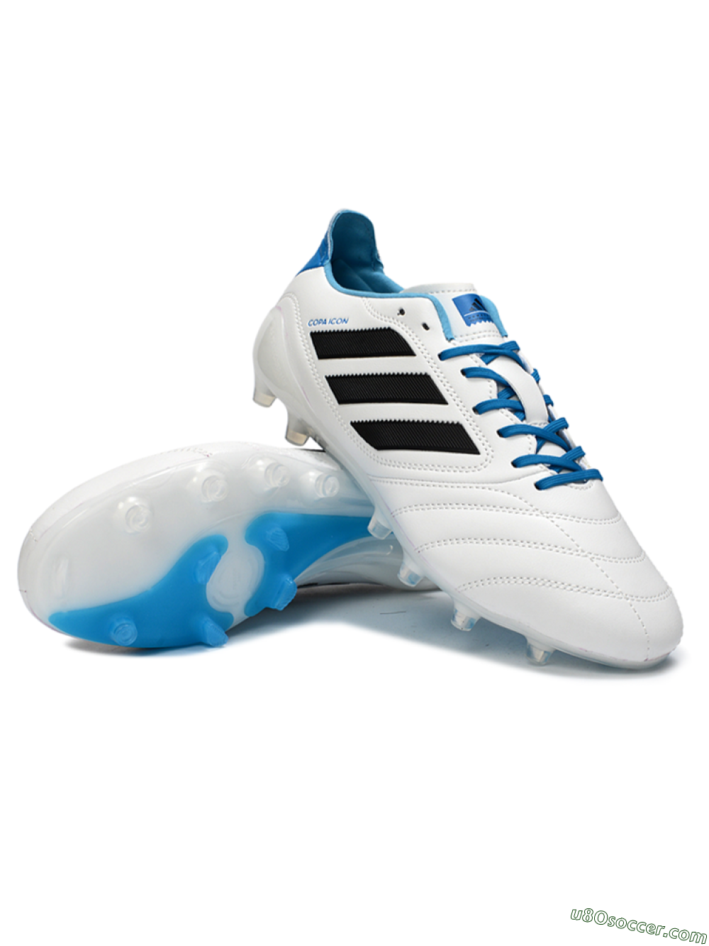 Adidas Copa Pure 2+ Elite AG Artificial Grass Soccer Cleats - White/Electric Blue/Black 3