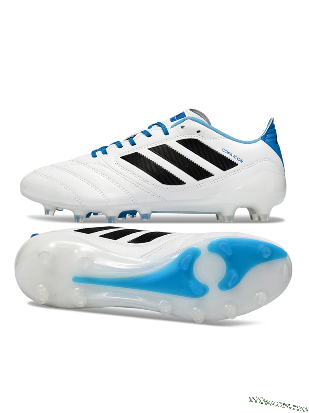 Adidas Copa Pure 2+ Elite AG Artificial Grass Soccer Cleats - White/Electric Blue/Black 0