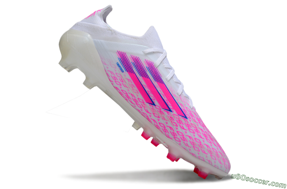 Adidas F50 Elite AG Artificial Grass Soccer Cleats - White/Neon Pink/Blue 4