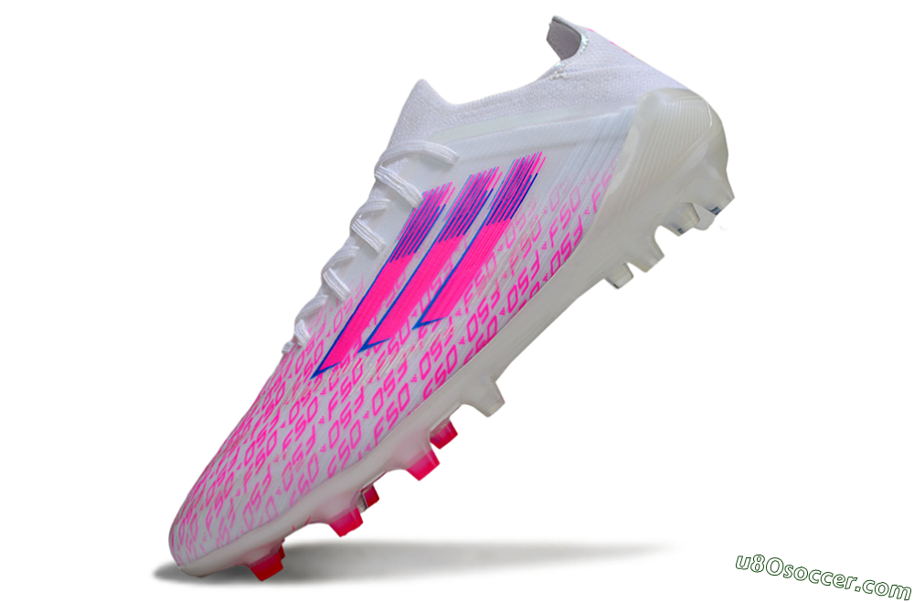 Adidas F50 Elite AG Artificial Grass Soccer Cleats - White/Neon Pink/Blue 5