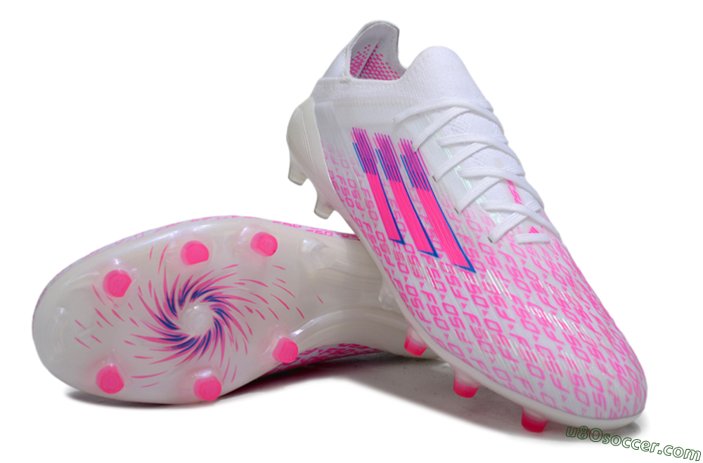 Adidas F50 Elite AG Artificial Grass Soccer Cleats - White/Neon Pink/Blue 3