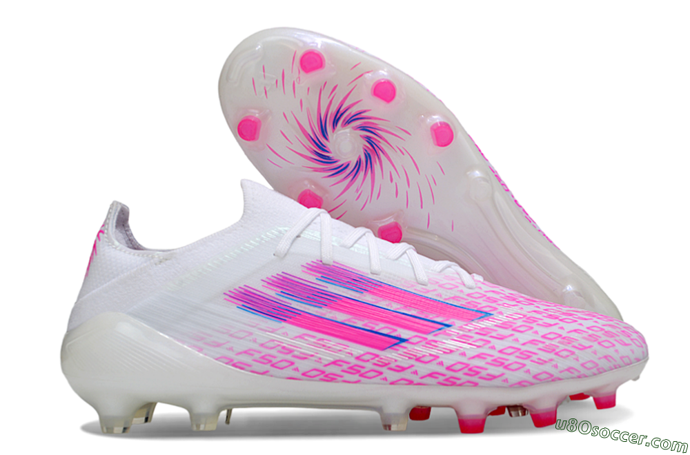 Adidas F50 Elite AG Artificial Grass Soccer Cleats - White/Neon Pink/Blue 1