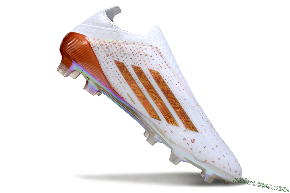 Adidas F50 Elite Laceless FG Firm Ground Soccer Cleats - White/Copper Blaze/Infinity Shine 4