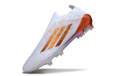 Adidas F50 Elite Laceless FG Firm Ground Soccer Cleats - White/Copper Blaze/Infinity Shine
