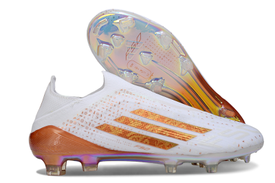 Adidas F50 Elite Laceless FG Firm Ground Soccer Cleats - White/Copper Blaze/Infinity Shine