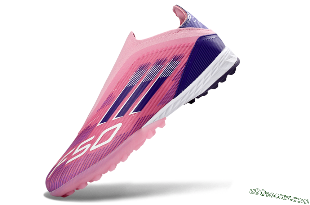 Adidas F50 Elite Laceless TF Artificial Turf Soccer Shoes - Pink/Vivid Pink/Deep Purple 6