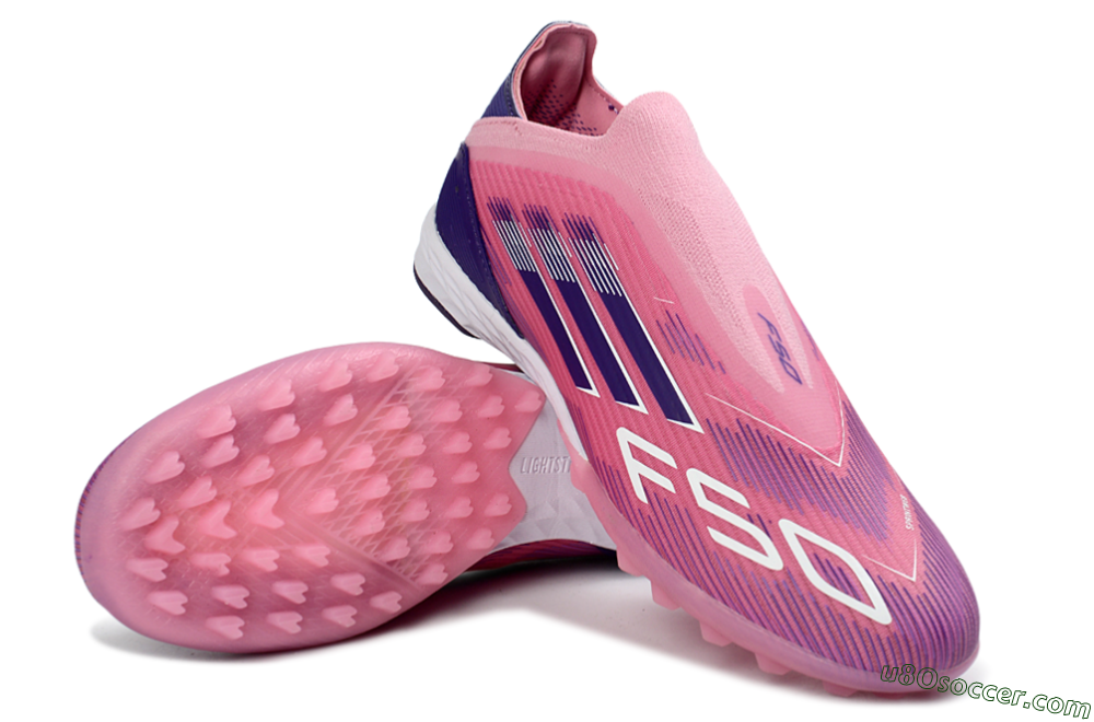 Adidas F50 Elite Laceless TF Artificial Turf Soccer Shoes - Pink/Vivid Pink/Deep Purple 4