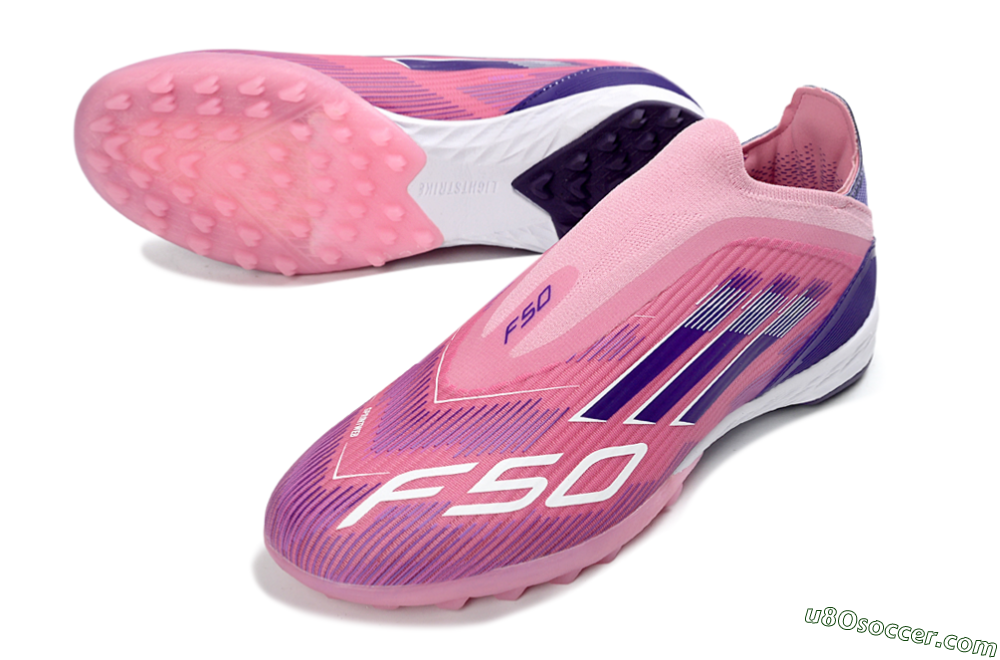 Adidas F50 Elite Laceless TF Artificial Turf Soccer Shoes - Pink/Vivid Pink/Deep Purple 3