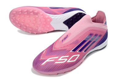 Adidas F50 Elite Laceless TF Artificial Turf Soccer Shoes - Pink/Vivid Pink/Deep Purple