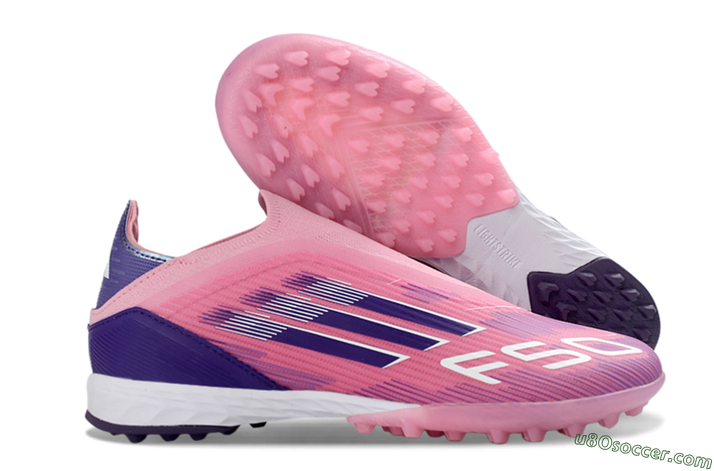 Adidas F50 Elite Laceless TF Artificial Turf Soccer Shoes - Pink/Vivid Pink/Deep Purple 1
