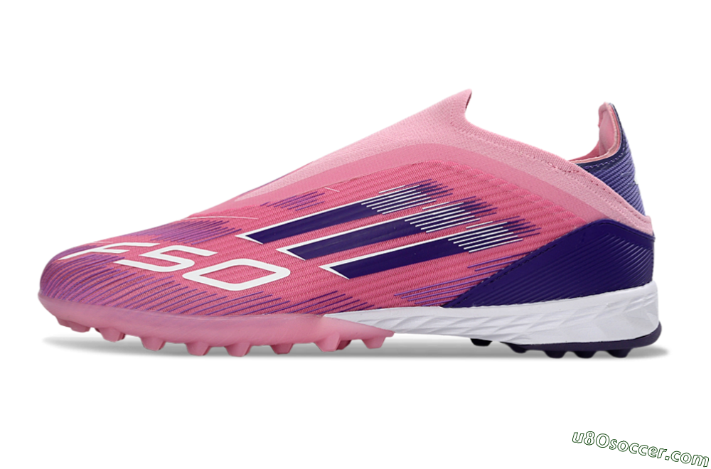 Adidas F50 Elite Laceless TF Artificial Turf Soccer Shoes - Pink/Vivid Pink/Deep Purple 2
