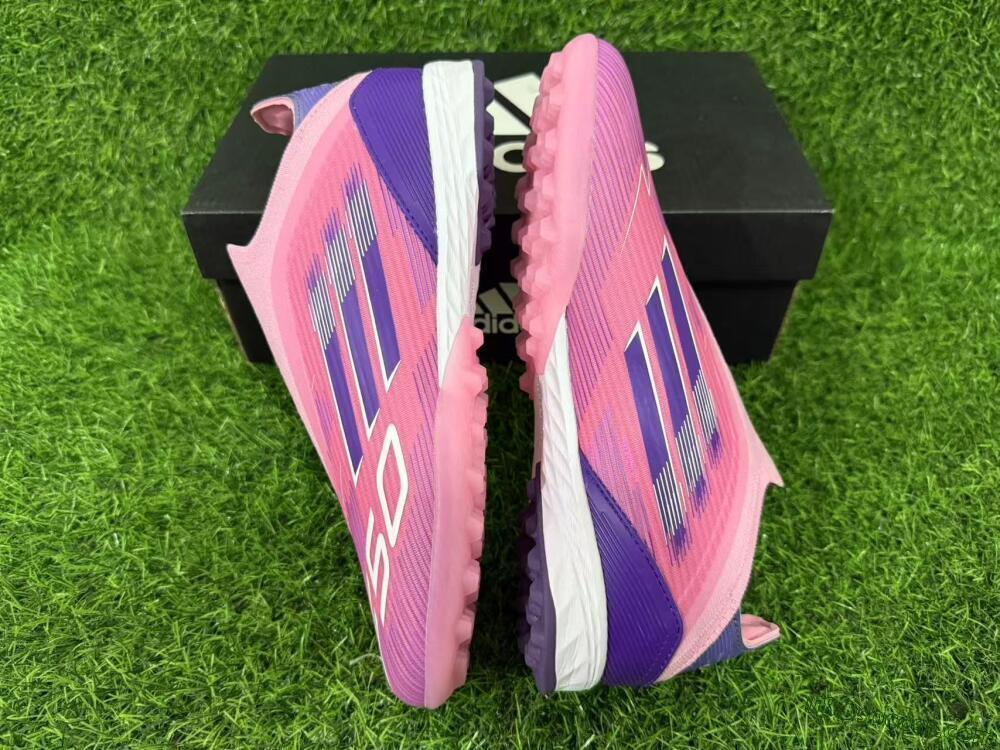 Adidas F50 Elite Laceless TF Artificial Turf Soccer Shoes - Pink/Vivid Pink/Deep Purple