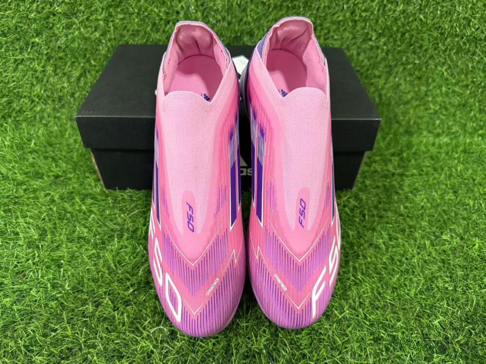 Adidas F50 Elite Laceless TF Artificial Turf Soccer Shoes - Pink/Vivid Pink/Deep Purple