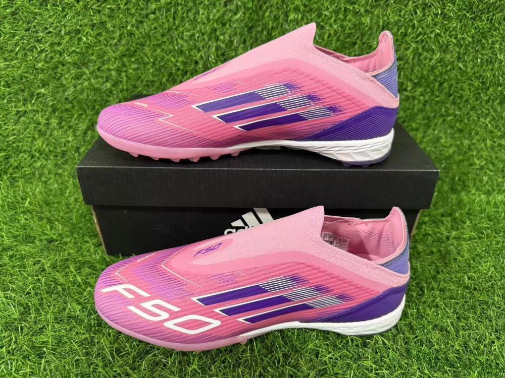 Adidas F50 Elite Laceless TF Artificial Turf Soccer Shoes - Pink/Vivid Pink/Deep Purple