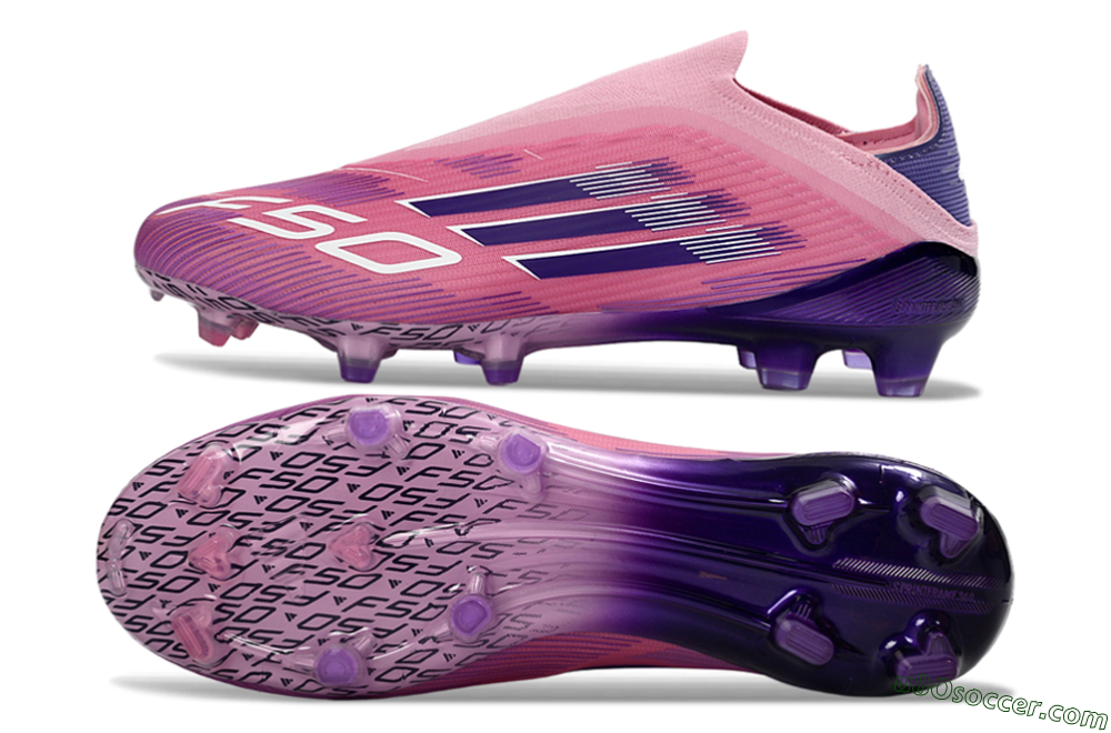 Adidas F50 Elite Laceless FG Firm Ground Soccer Cleats - Pink/Vibrant Violet/Soft Lavender 0