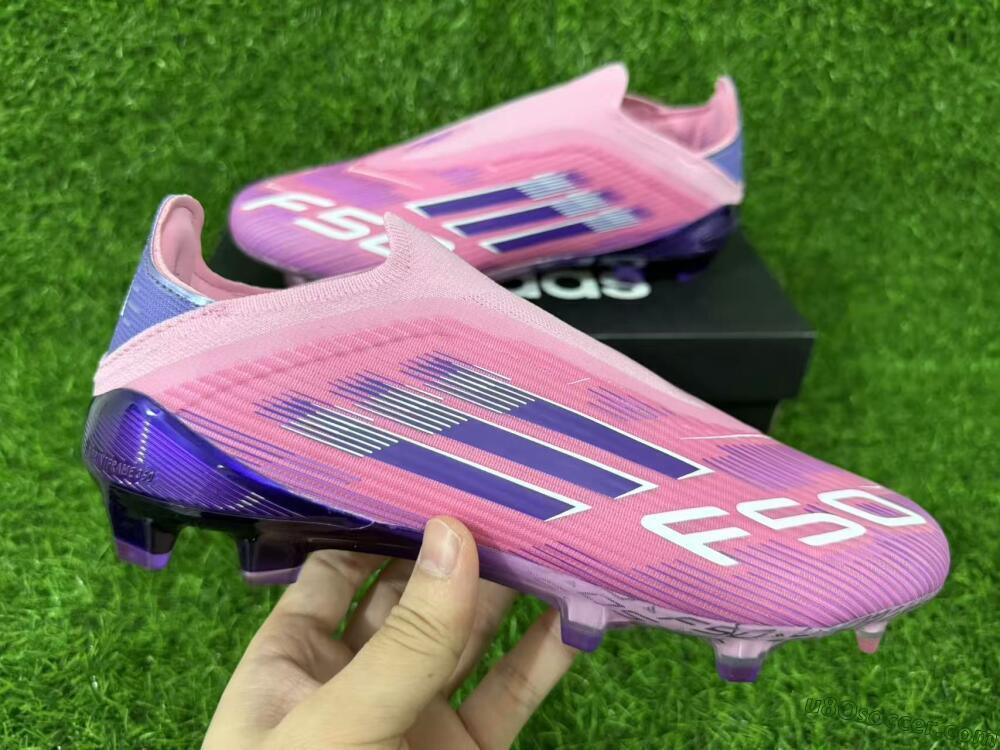 Adidas F50 Elite Laceless FG Firm Ground Soccer Cleats - Pink/Vibrant Violet/Soft Lavender