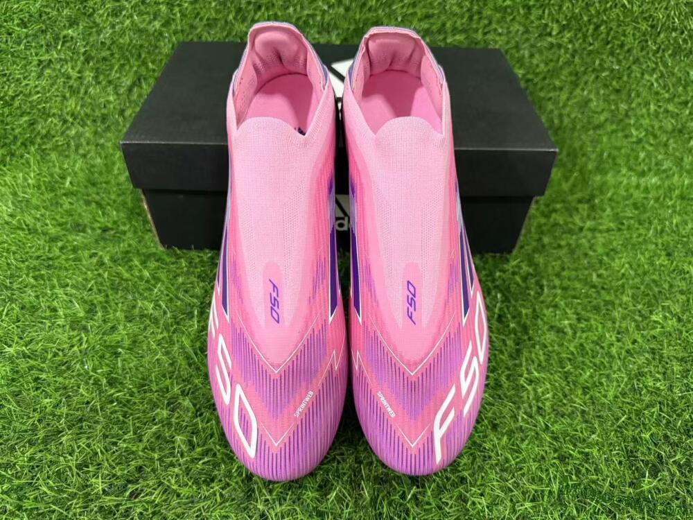 Adidas F50 Elite Laceless FG Firm Ground Soccer Cleats - Pink/Vibrant Violet/Soft Lavender
