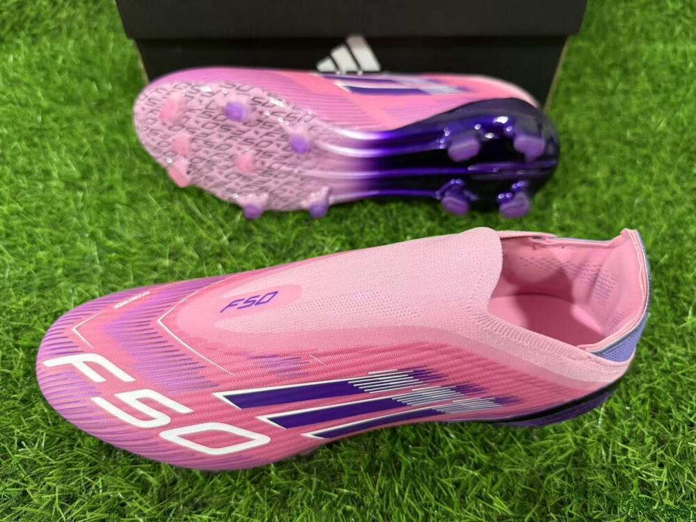 Adidas F50 Elite Laceless FG Firm Ground Soccer Cleats - Pink/Vibrant Violet/Soft Lavender