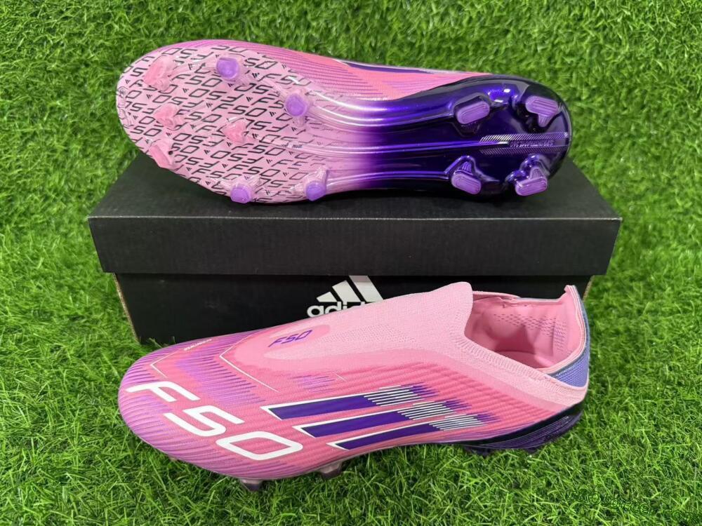 Adidas F50 Elite Laceless FG Firm Ground Soccer Cleats - Pink/Vibrant Violet/Soft Lavender