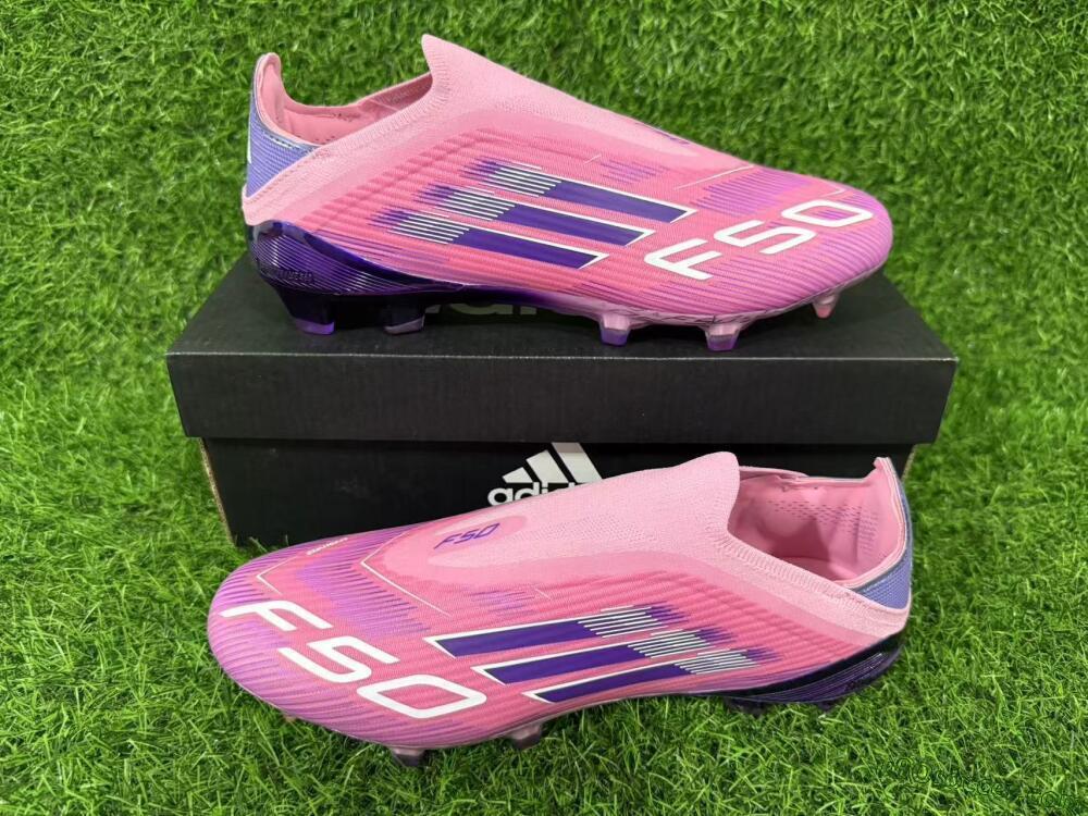Adidas F50 Elite Laceless FG Firm Ground Soccer Cleats - Pink/Vibrant Violet/Soft Lavender