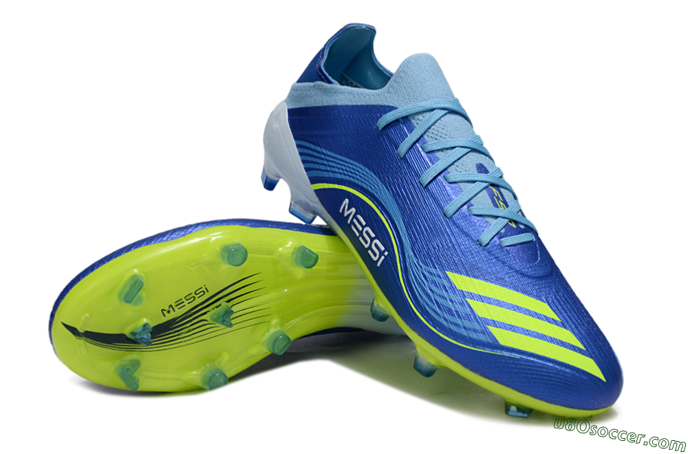 Messi x Adidas F50 Elite FG Firm Ground Soccer Cleats - Blue/Neon Yellow/Cyan Blue 3