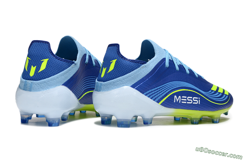 Messi x Adidas F50 Elite FG Firm Ground Soccer Cleats - Blue/Neon Yellow/Cyan Blue 6