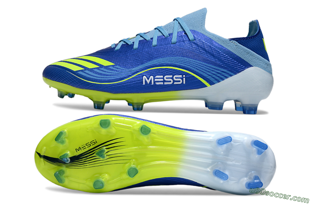 Messi x Adidas F50 Elite FG Firm Ground Soccer Cleats - Blue/Neon Yellow/Cyan Blue 0