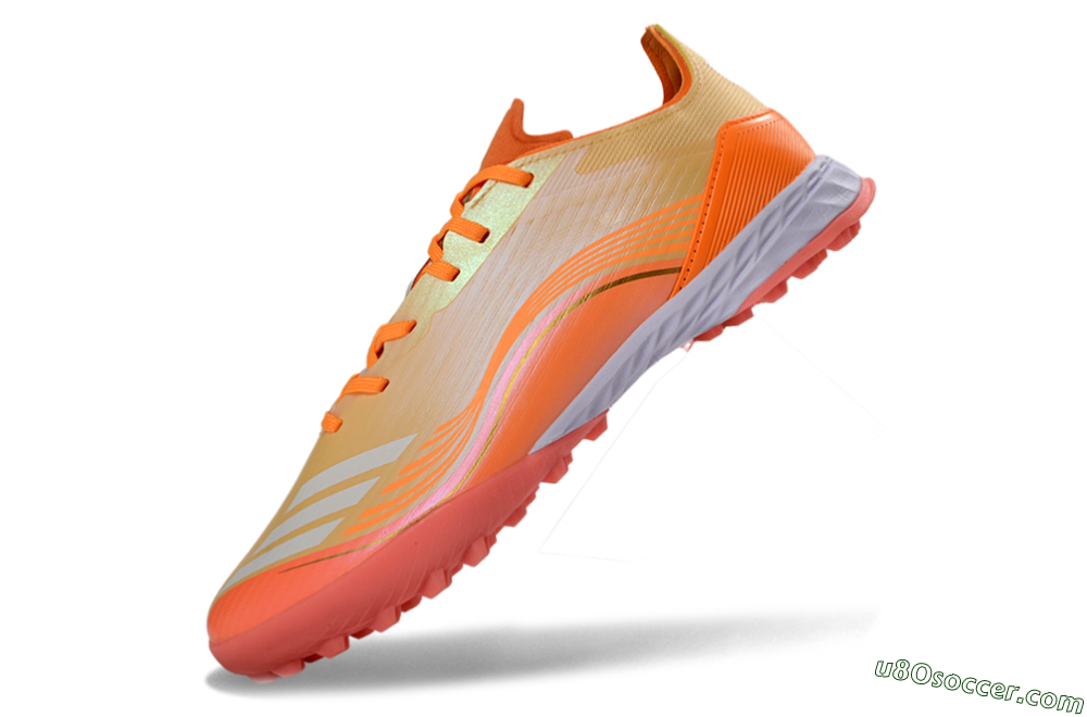 Messi x Adidas F50 Pro TF Artificial Turf Soccer Shoes - Orange/Coral Glow/Soft Peach 5