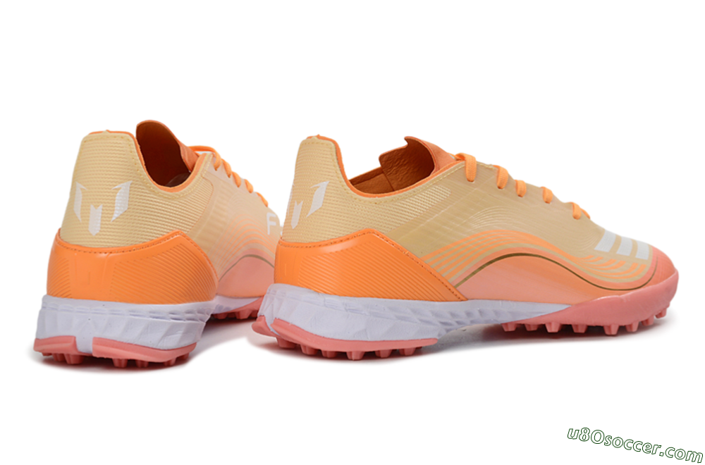 Messi x Adidas F50 Pro TF Artificial Turf Soccer Shoes - Orange/Coral Glow/Soft Peach 6