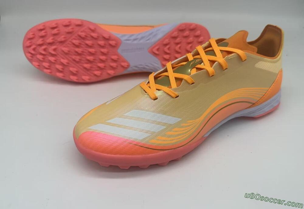Messi x Adidas F50 Pro TF Artificial Turf Soccer Shoes - Orange/Coral Glow/Soft Peach