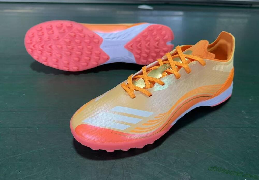 Messi x Adidas F50 Pro TF Artificial Turf Soccer Shoes - Orange/Coral Glow/Soft Peach
