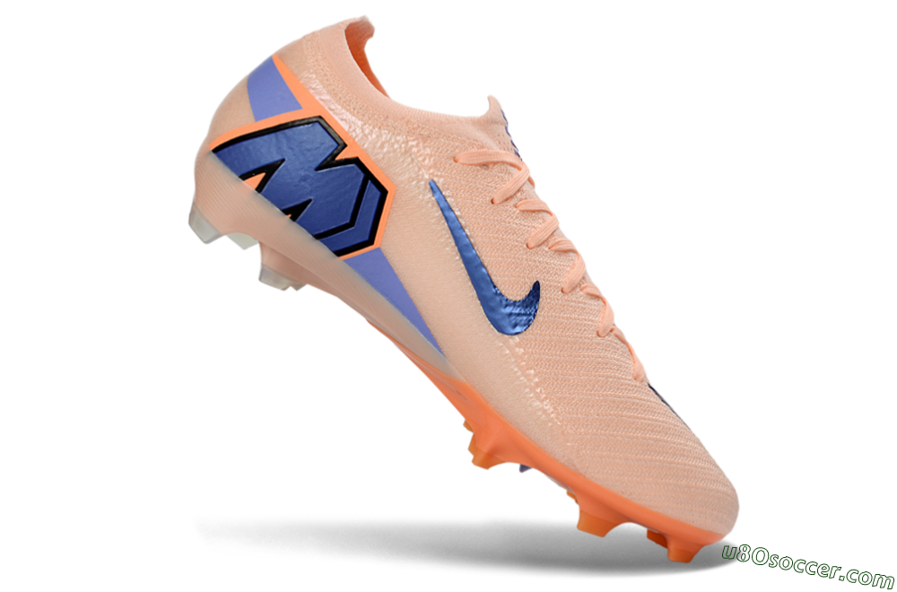 Nike Air Zoom Mercurial Vapor 16 Elite FG Firm Ground Soccer Cleats - Peach/Navy Blue/Orange 5