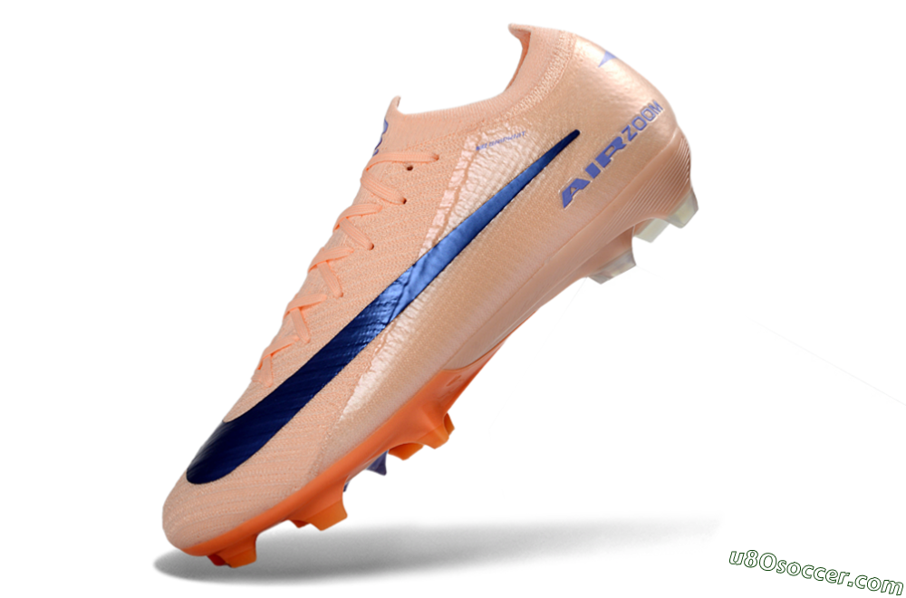 Nike Air Zoom Mercurial Vapor 16 Elite FG Firm Ground Soccer Cleats - Peach/Navy Blue/Orange 6