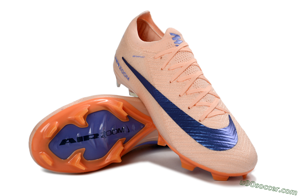 Nike Air Zoom Mercurial Vapor 16 Elite FG Firm Ground Soccer Cleats - Peach/Navy Blue/Orange 4