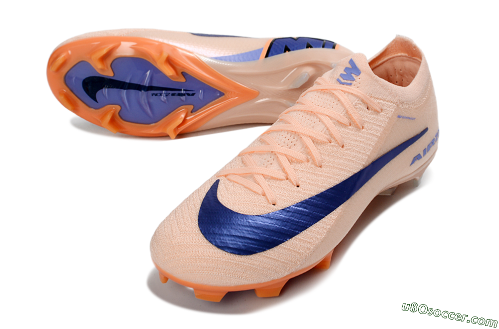 Nike Air Zoom Mercurial Vapor 16 Elite FG Firm Ground Soccer Cleats - Peach/Navy Blue/Orange 3