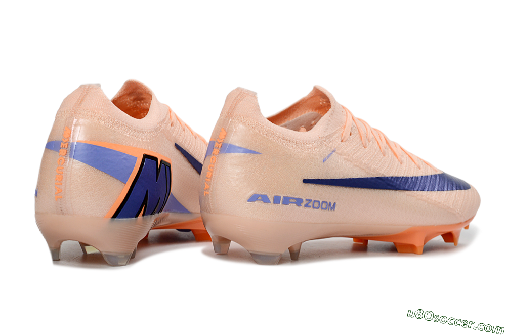 Nike Air Zoom Mercurial Vapor 16 Elite FG Firm Ground Soccer Cleats - Peach/Navy Blue/Orange 7