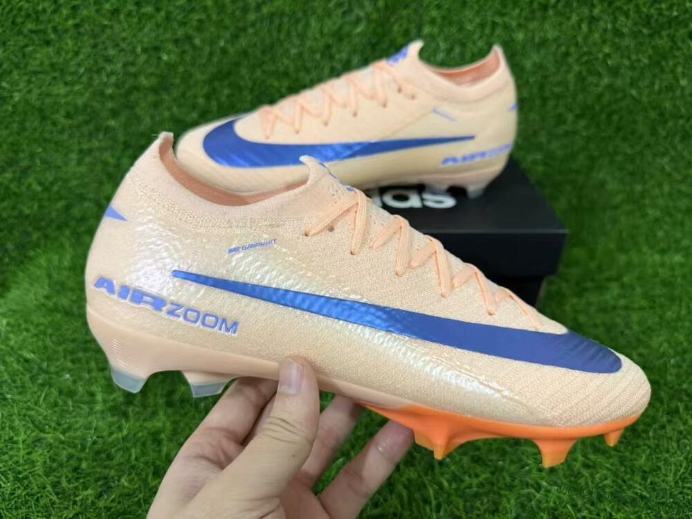 Nike Air Zoom Mercurial Vapor 16 Elite FG Firm Ground Soccer Cleats - Peach/Navy Blue/Orange