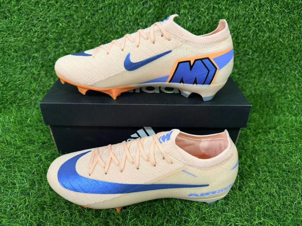 Nike Air Zoom Mercurial Vapor 16 Elite FG Firm Ground Soccer Cleats - Peach/Navy Blue/Orange