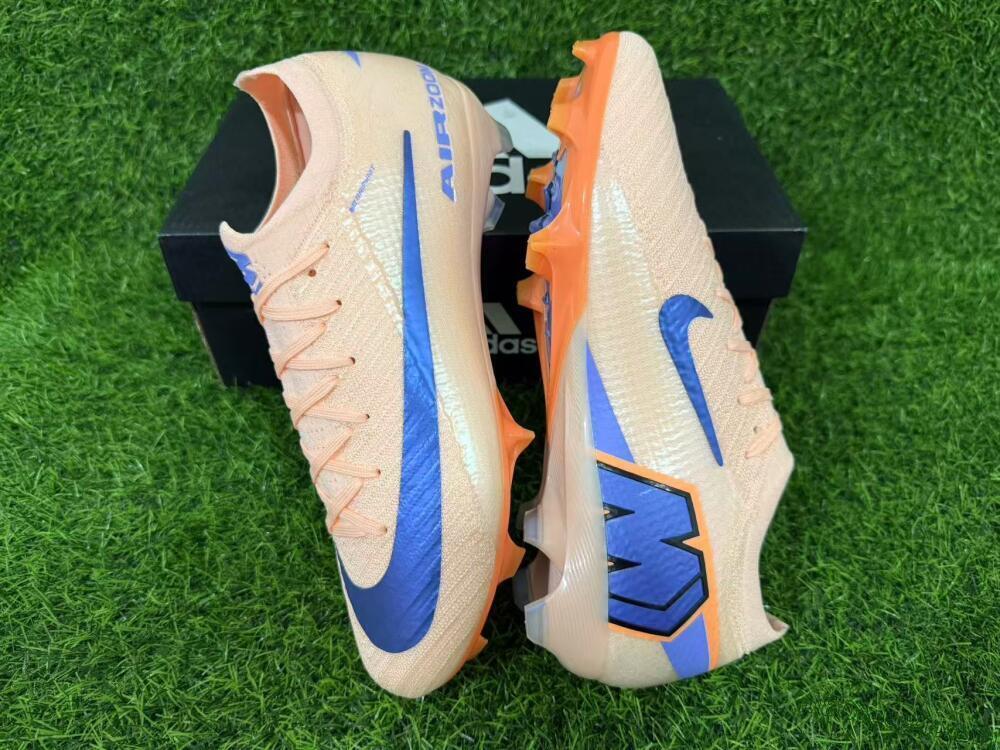 Nike Air Zoom Mercurial Vapor 16 Elite FG Firm Ground Soccer Cleats - Peach/Navy Blue/Orange