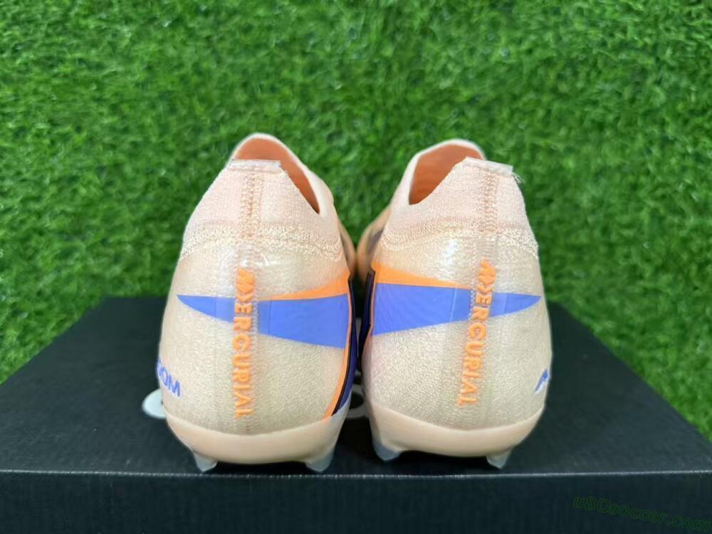 Nike Air Zoom Mercurial Vapor 16 Elite FG Firm Ground Soccer Cleats - Peach/Navy Blue/Orange